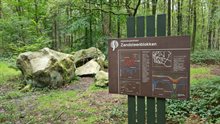 Informatiebord geeft uitleg over het ontstaan van de zandsteenblokken.