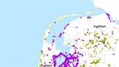 kaart van Nederland met locaties van boringen